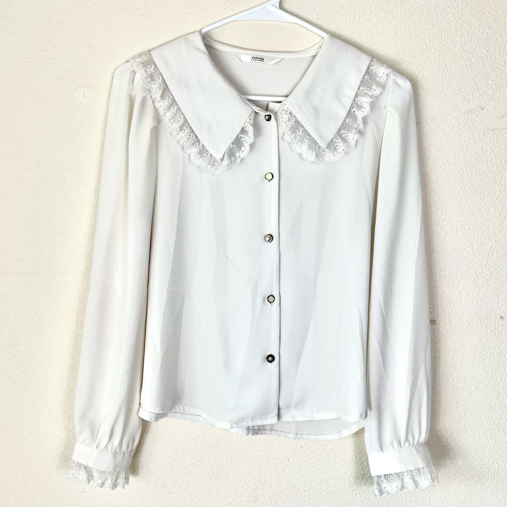 White Lolita blouse with Peter Pan collar, women’s size medium